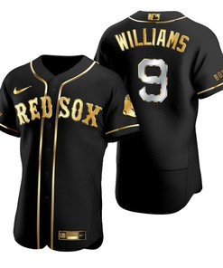 Boston Red Sox #9 Ted Williams Mlb Golden Brandedition Black Jersey Gift For Red Sox Fans