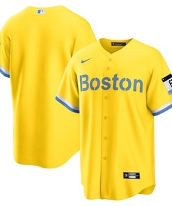 Boston Red Sox City Connect Men Jersey - Gold/Light Blue