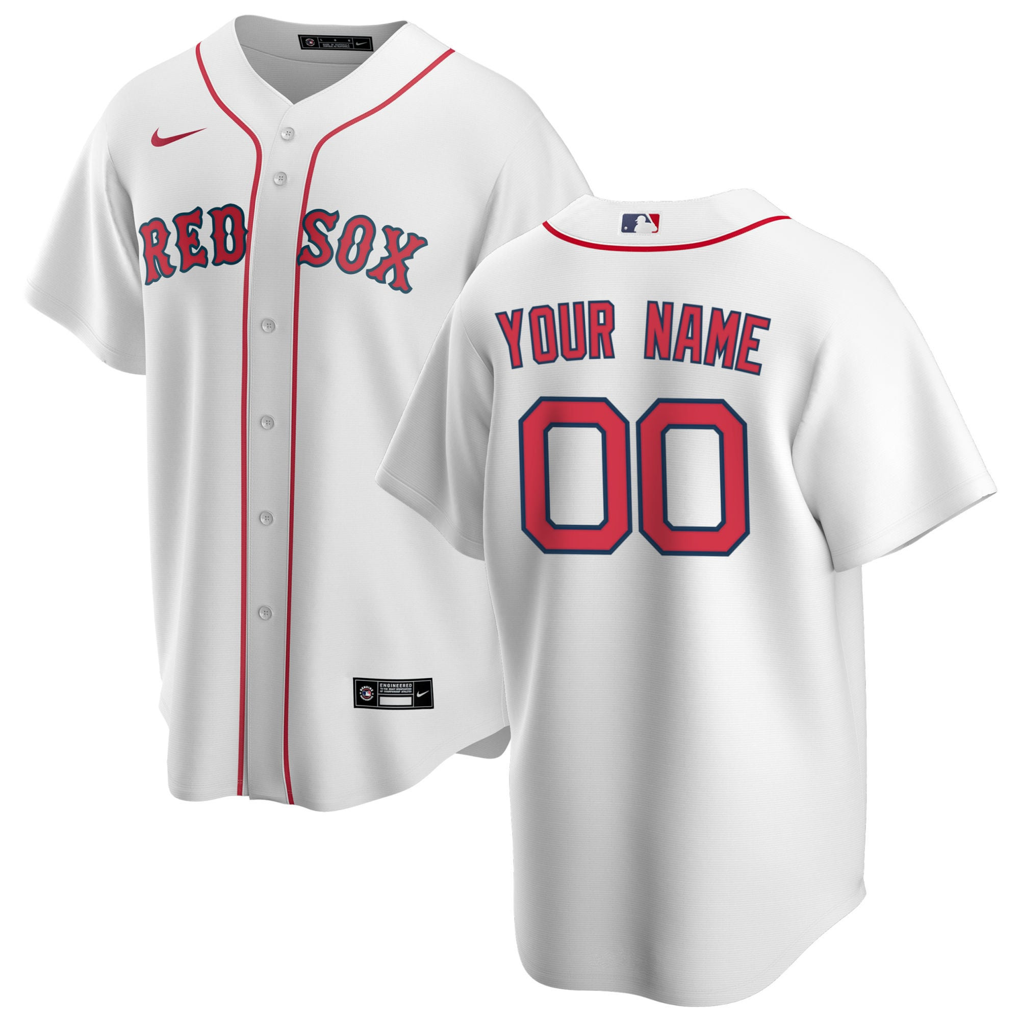 Boston Red Sox Home Replica Custom Jersey - White Custom Jerseys Mlb