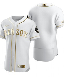 Boston Red Sox Mlb Golden Brandedition White Jersey Gift For Red Sox Fans