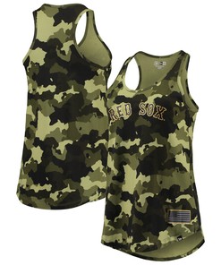 Boston Red Sox New Era Womens 2022 Mlb Armed Forces Day Camo Racerback Tank Top - Green