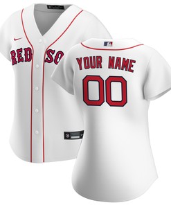Boston Red Sox Womens Home Replica Custom Jersey - White Custom Jerseys Mlb