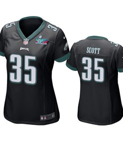 Boston Scott 35 Philadelphia Eagles Super Bowl LVII Black Game Jersey - Women