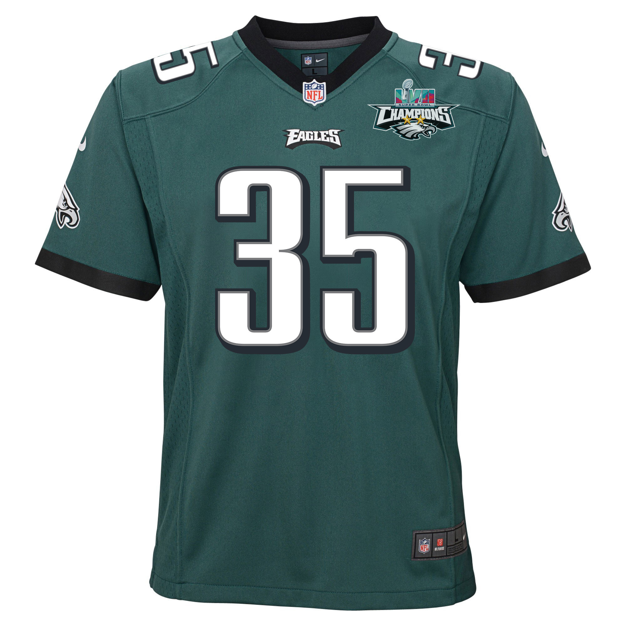Boston Scott 35 Philadelphia Eagles Super Bowl LVII Champions 2 Stars 2 Stars Youth Game Jersey - Black