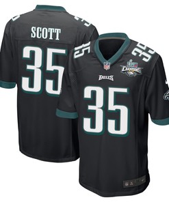 Boston Scott 35 Philadelphia Eagles Super Bowl LVII Champions 2 Stars Men Game Jersey - Black