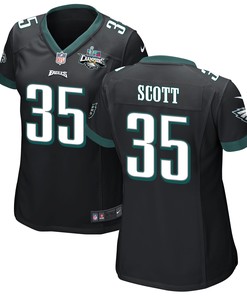 Boston Scott 35 Philadelphia Eagles Super Bowl LVII Champions 2 Stars Women Game Jersey - Black