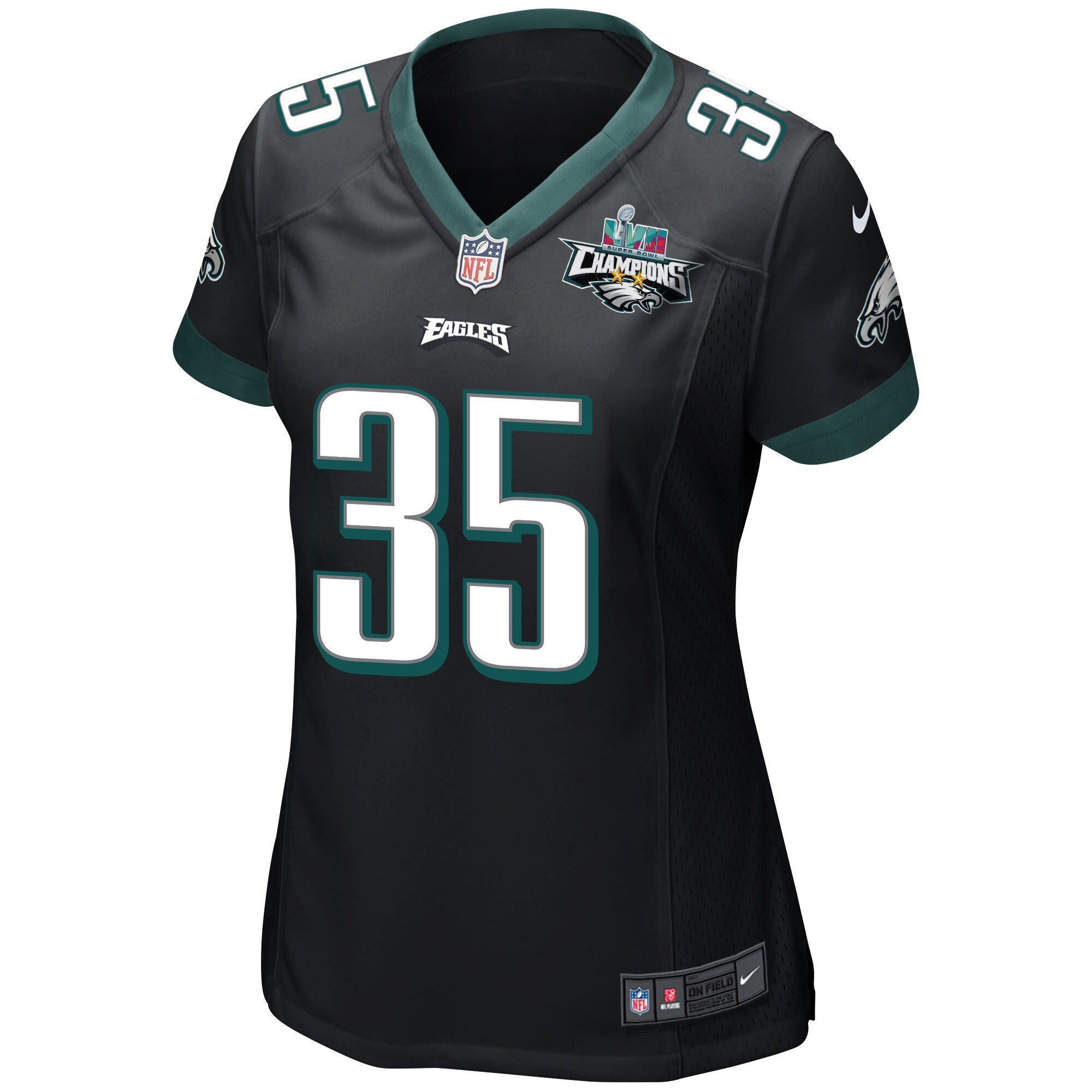 Boston Scott 35 Philadelphia Eagles Super Bowl LVII Champions 2 Stars Women Game Jersey - Black