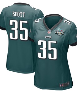Boston Scott 35 Philadelphia Eagles Super Bowl LVII Champions 2 Stars Women Game Jersey - Midnight Green