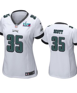 Boston Scott 35 Philadelphia Eagles Super Bowl LVII White Game Jersey - Women