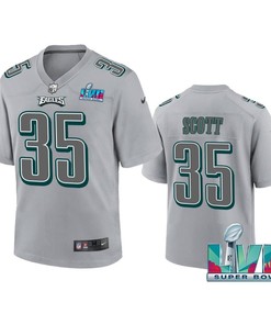 Boston Scott 35 Philadelphia Eagles Super Bowl LVII Youth Atmosphere Game Jersey - Gray