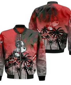 Boston University Terriers Bomber Jacket Coconut Tree Tropical Grunge - NCAA
