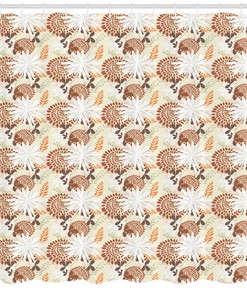 Botanical Corsage Pattern Fabric Shower Curtain for Elegant Bathroom Design