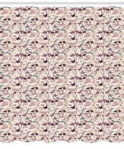 Botanical Corsage Pattern Fabric Shower Curtain for Elegant Bathroom Design