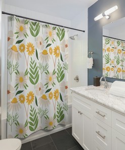 Botanical Fern Floral Shower Curtain for Modern Home Bathroom Decor