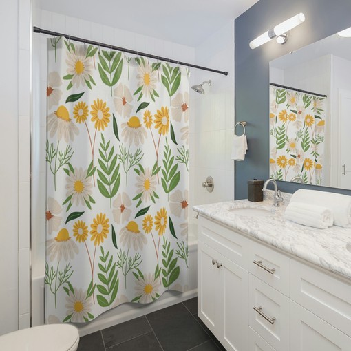 Botanical Fern Floral Shower Curtain for Modern Home Bathroom Decor