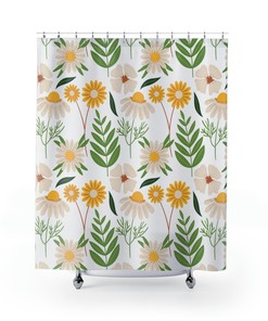 Botanical Fern Floral Shower Curtain for Modern Home Bathroom Decor