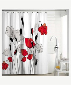 Botanical Floral Flower Herb Plant Shower Curtain Modern Fabric Bathroom Decor