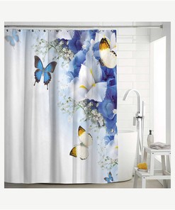 Botanical Floral Flower Herb Plant Shower Curtain Modern Fabric Bathroom Decor