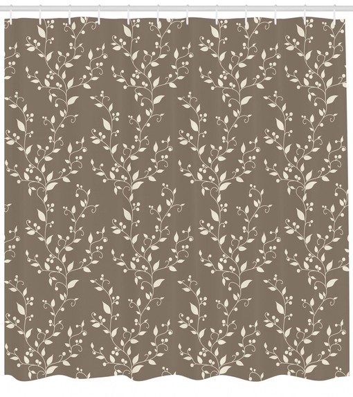 Botanical Flowers Pattern Fabric Shower Curtain for Stylish Bathroom Decor