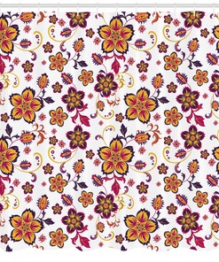 Botanical Flowers Pattern Fabric Shower Curtain for Stylish Bathroom Decor