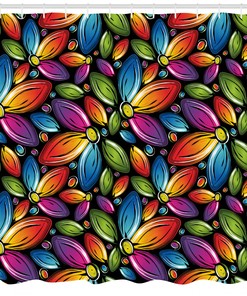 Botanical Flowers Pattern Fabric Shower Curtain for Stylish Bathroom Decor