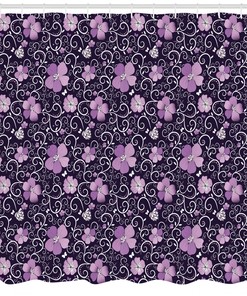 Botanical Garden Pattern Fabric Shower Curtain for Natural Bathroom Decor