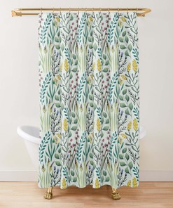 Botanical Garden Shower Curtain with Floral Fabric for Home Bathroom Decor