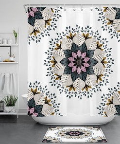 Botanical Leaf Floral Shower Curtain for Bathroom Decor, Bohemian Style