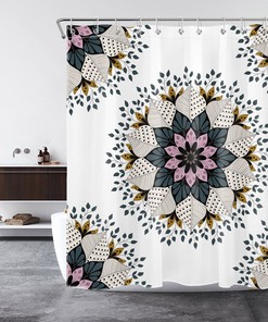 Botanical Leaf Floral Shower Curtain for Bathroom Decor, Bohemian Style