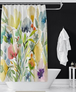 Botanical Print Shower Curtain for Nature Bathroom Decor