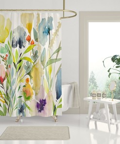 Botanical Print Shower Curtain for Nature Bathroom Decor