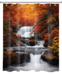 Botanical Watercolor Autumn Garden Shower Curtain - Flowers Leaves on Off White Background - A Beautiful Addition to Your Bathroom