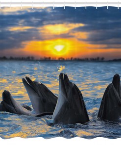 Bottle Nosed Dolphins Animal Print Shower Curtain for Bathroom