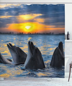 Bottle Nosed Dolphins Animal Print Shower Curtain for Bathroom