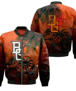 Bowling Green Falcons Bomber Jacket Coconut Tree Tropical Grunge - NCAA