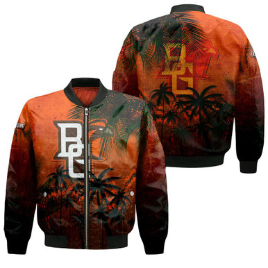Bowling Green Falcons Bomber Jacket Coconut Tree Tropical Grunge - NCAA