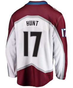 Brad Hunt 17 Colorado Avalanche Stanley Cup 2023 Playoffs Patch Away Breakaway Men Jersey - White