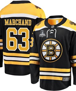 Brad Marchand 63 Boston Bruins Stanley Cup 2023 Playoffs Patch Home Breakaway Men Jersey - Black