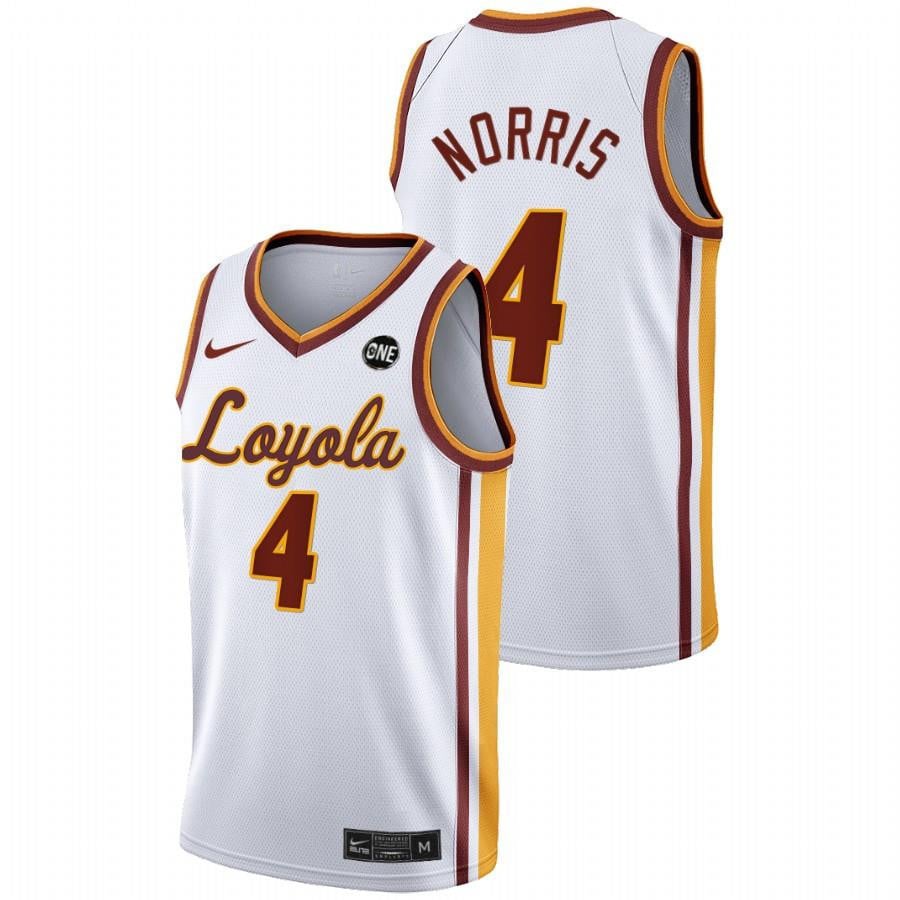 Braden Norris 4 White Loyola Ramblers 2022 College Basketball MVC Championship Jersey
