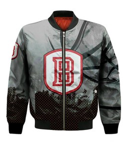 Bradley Braves Bomber Jacket Basketball Net Grunge Pattern- NCAA