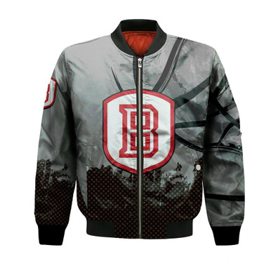 Bradley Braves Bomber Jacket Basketball Net Grunge Pattern- NCAA