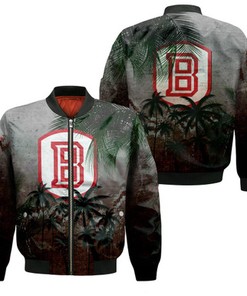 Bradley Braves Bomber Jacket Coconut Tree Tropical Grunge - NCAA