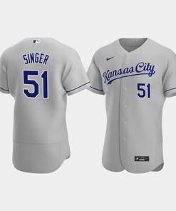 Brady Singer 51 Kansas City Royals Gray Road Jersey
