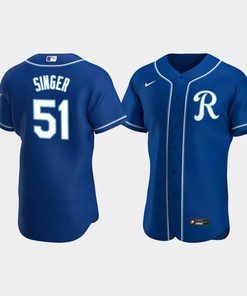 Brady Singer 51 Kansas City Royals Team Logo Royal Alternate Jersey