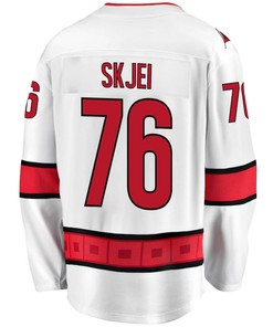 Brady Skjei 76 Carolina Hurricanes Stanley Cup 2023 Playoffs Patch Away Breakaway Men Jersey - White