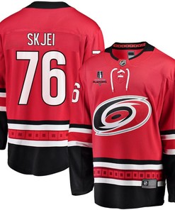 Brady Skjei 76 Carolina Hurricanes Stanley Cup 2023 Playoffs Patch Home Breakaway Men Jersey - Red