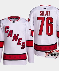Brady Skjei 76 Carolina Hurricanes White Jersey 2022-23 Away 25th Anniversary