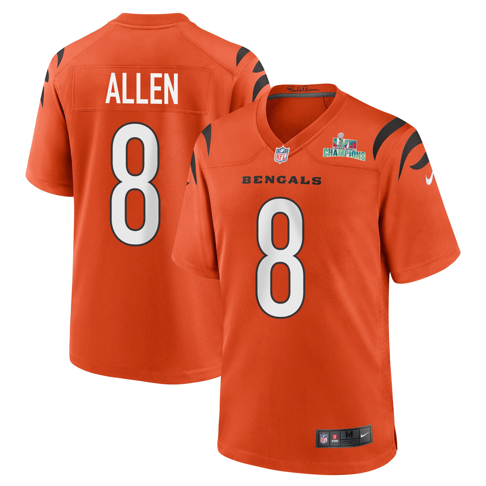 Brandon Allen 8 Cincinnati Bengals Super Bowl LVII Champions Men Alternate Game Jersey - Orange
