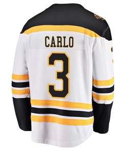 Brandon Carlo 3 Boston Bruins Stanley Cup 2023 Playoffs Patch Away Breakaway Men Jersey - White