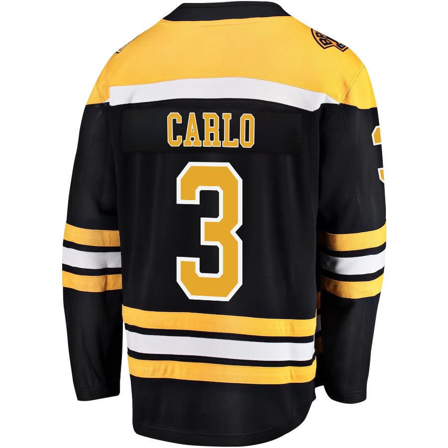 Brandon Carlo 3 Boston Bruins Stanley Cup 2023 Playoffs Patch Home Breakaway Men Jersey - Black